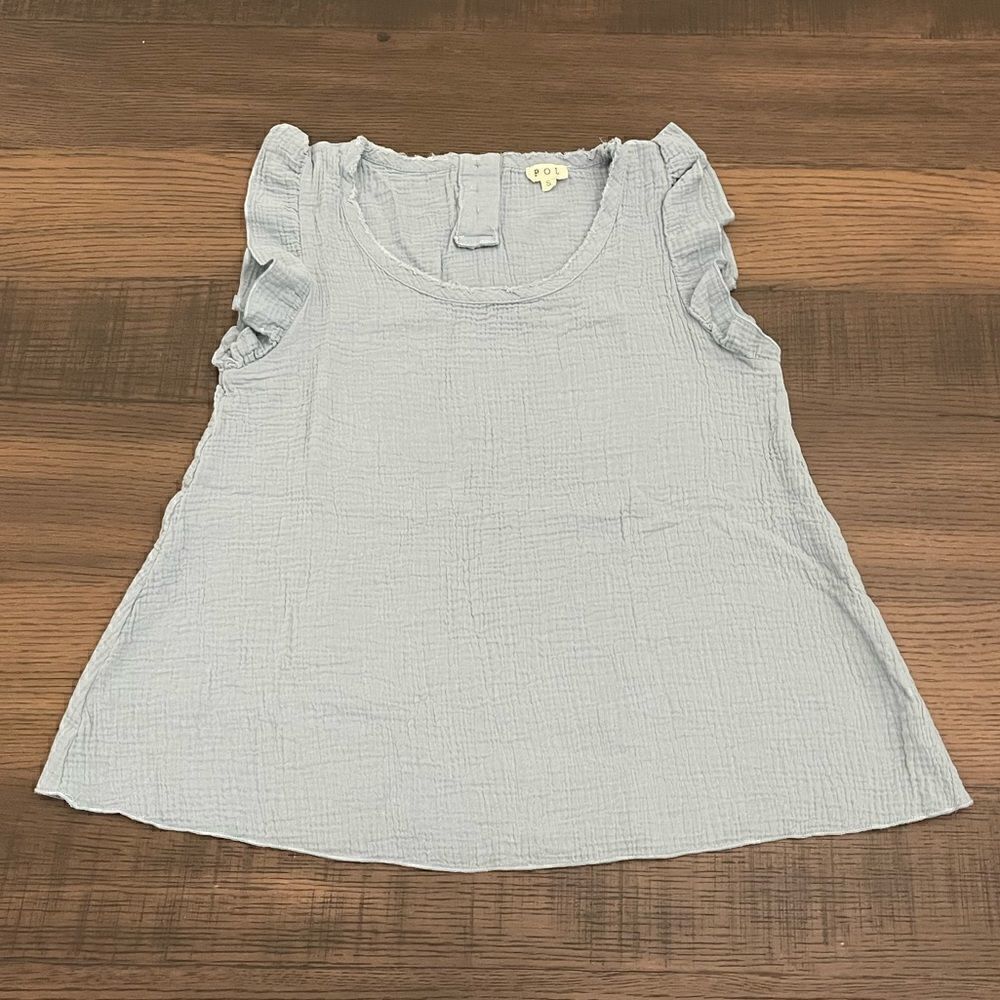 Pol Woven Blouse with round raw-edge neckline, ruffle detailing on the armhole - Picture 3 of 12